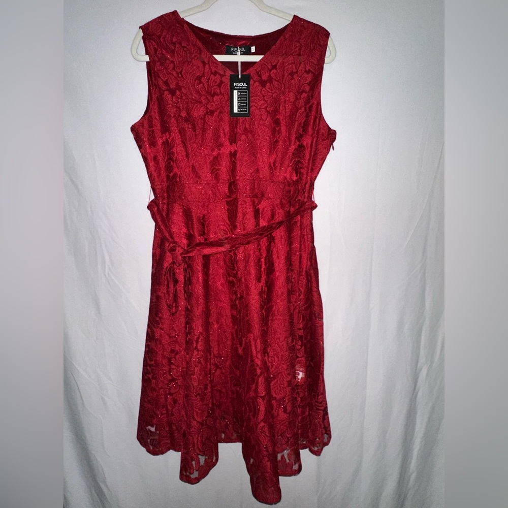 Fisoul Red Lace Dress